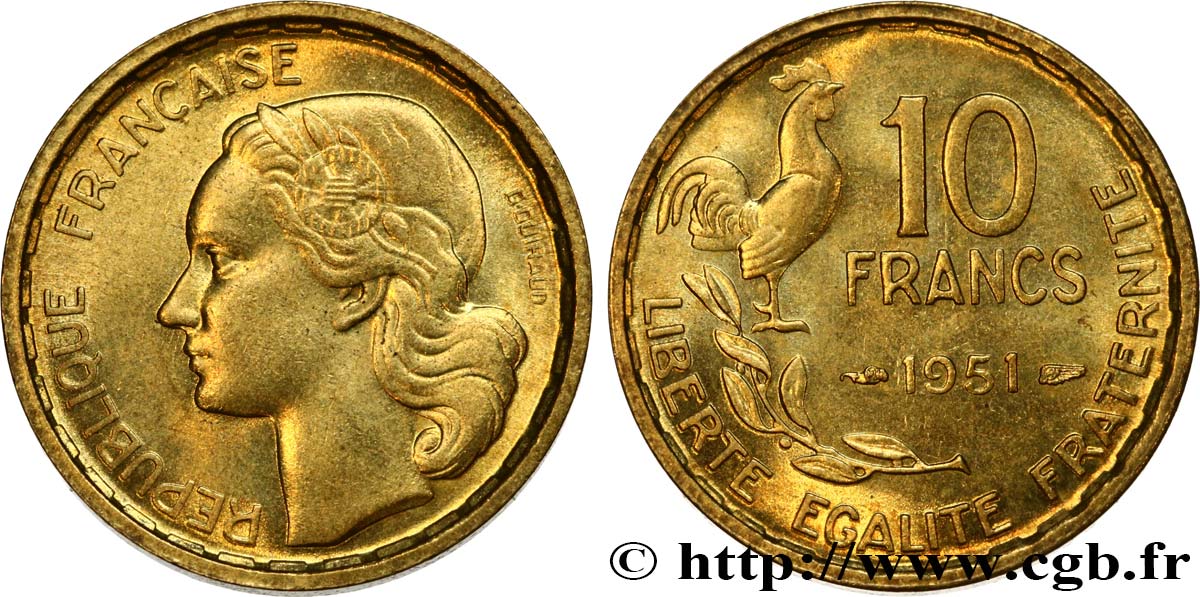 10 francs Guiraud 1951  F.363/4 SPL62 