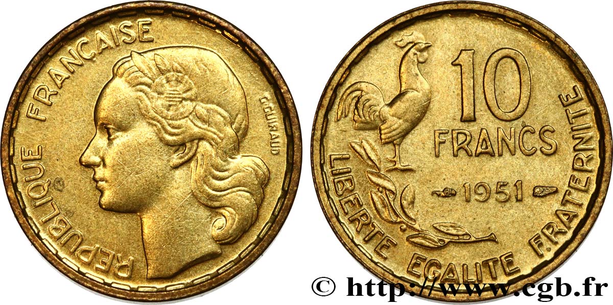10 francs Guiraud 1951  F.363/4 AU58 