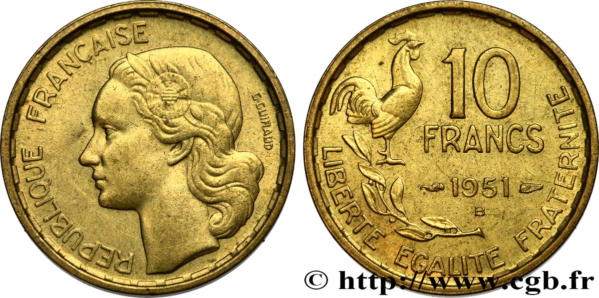 10 francs Guiraud 1951 Beaumont-Le-Roger F.363/5 EBC55 