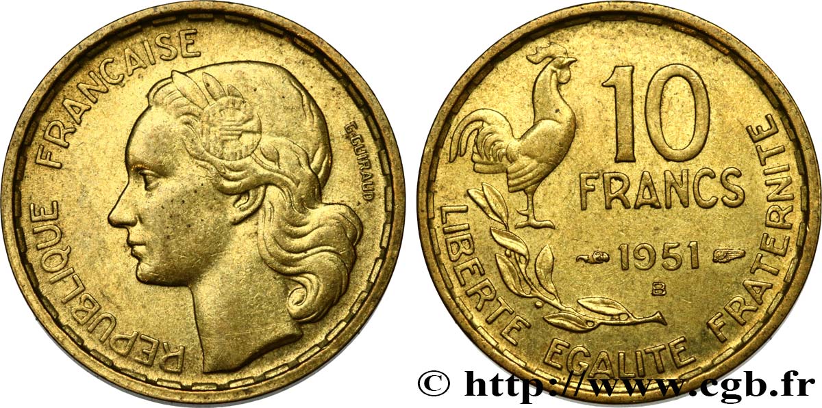 10 francs Guiraud 1951 Beaumont-Le-Roger F.363/5 SUP58 