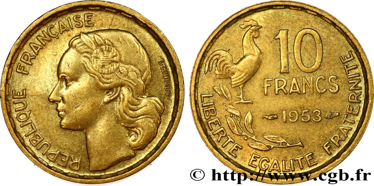 10 francs Guiraud 1953  F.363/8 AU50 