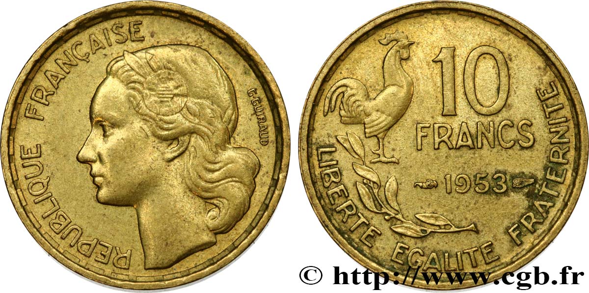 10 francs Guiraud 1953  F.363/8 AU52 
