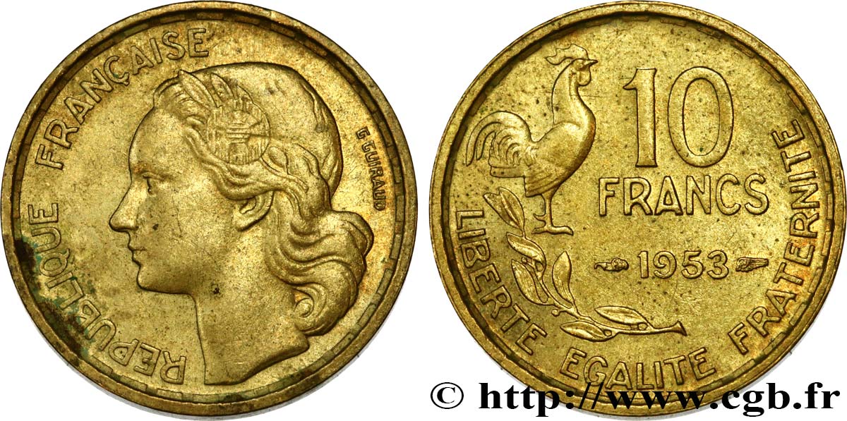 10 francs Guiraud 1953  F.363/8 fVZ 
