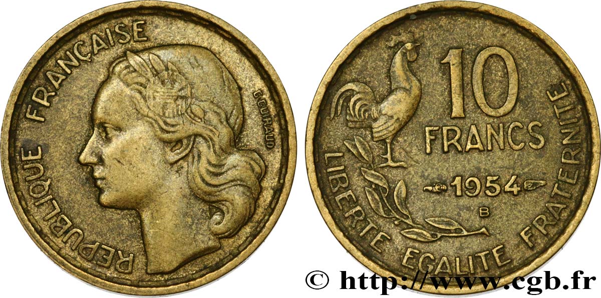 10 francs Guiraud 1954 Beaumont-Le-Roger F.363/11 TTB40 
