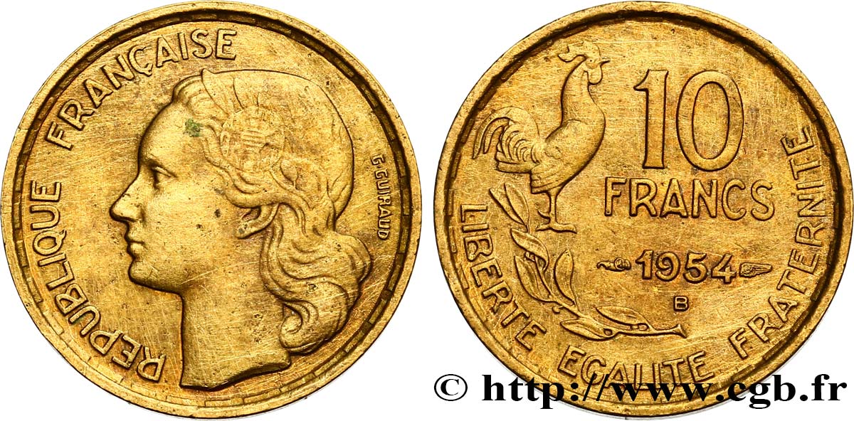 10 francs Guiraud 1954 Beaumont-Le-Roger F.363/11 TTB 
