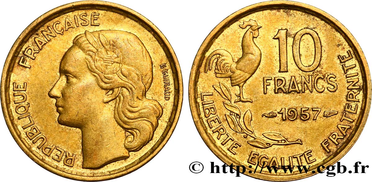 10 francs Guiraud 1957  F.363/13 AU50 