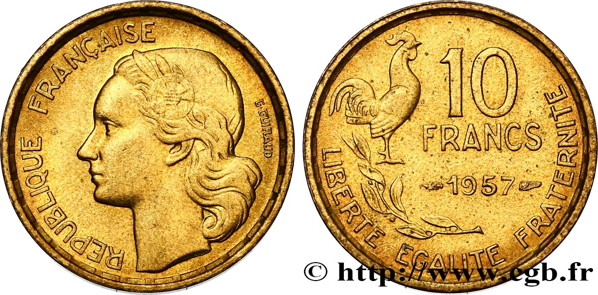10 francs Guiraud 1957  F.363/13 MS62 