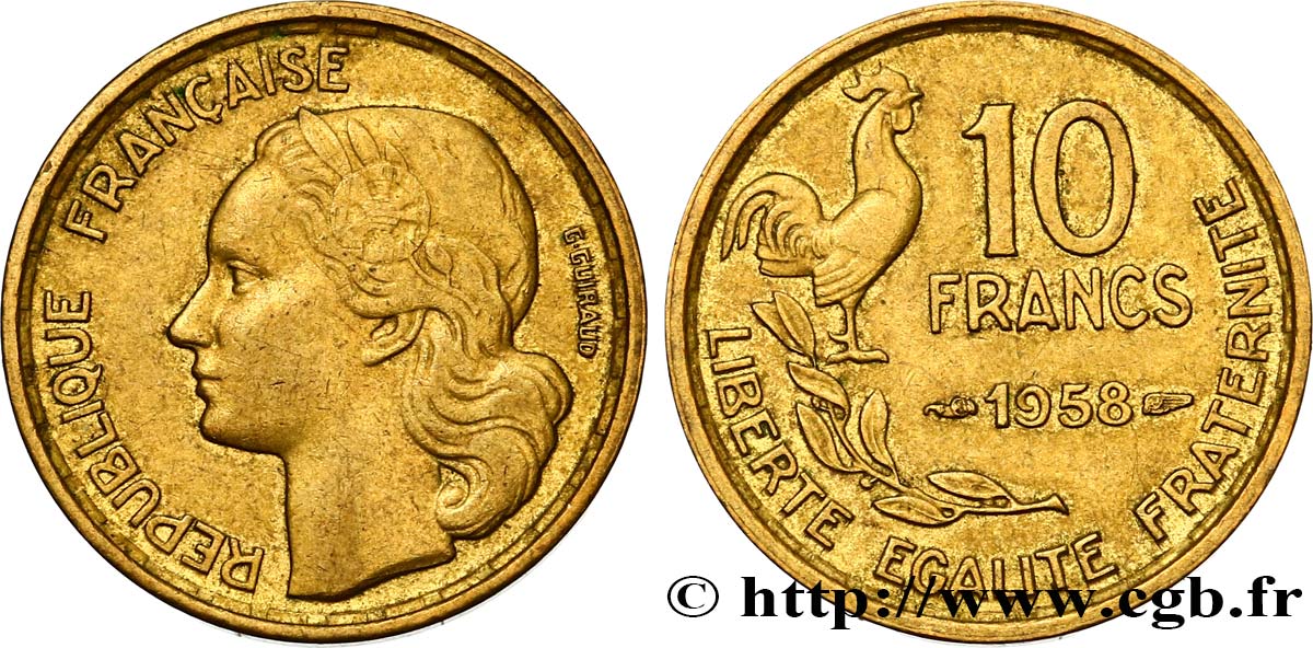 10 francs Guiraud 1958  F.363/14 AU50 