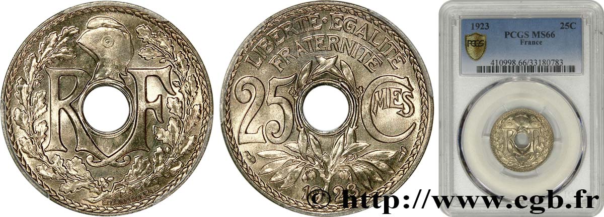 25 centimes Lindauer 1923  F.171/7 FDC66 PCGS