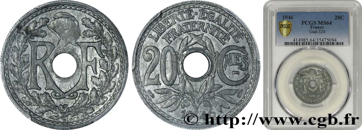 20 centimes Lindauer 1946  F.155/5 SC64 PCGS