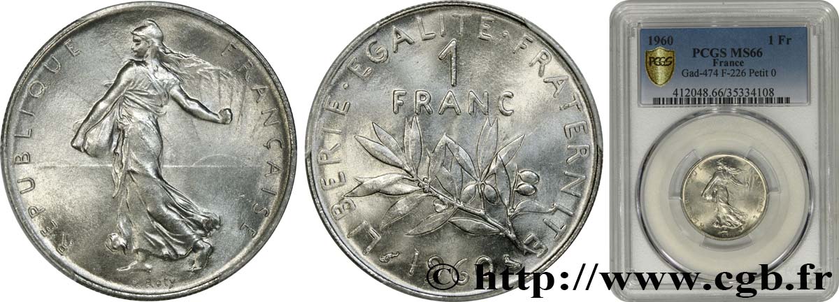 1 franc Semeuse, nickel 1960 Paris F.226/4 MS66 PCGS
