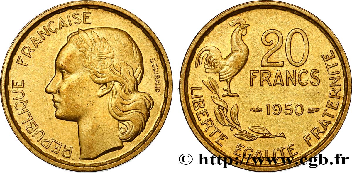 20 francs G. Guiraud 1950  F.402/3 SUP58 