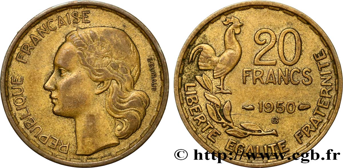 20 francs G. Guiraud, 3 faucilles 1950 Beaumont-Le-Roger F.402/5 BC35 
