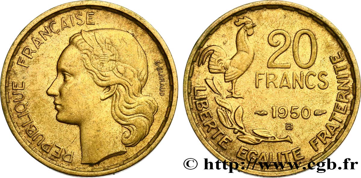 20 francs G. Guiraud, 3 faucilles 1950 Beaumont-Le-Roger F.402/5 MBC48 