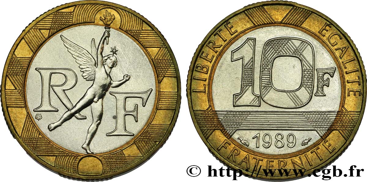 10 Francs Genie De La Bastille 1989