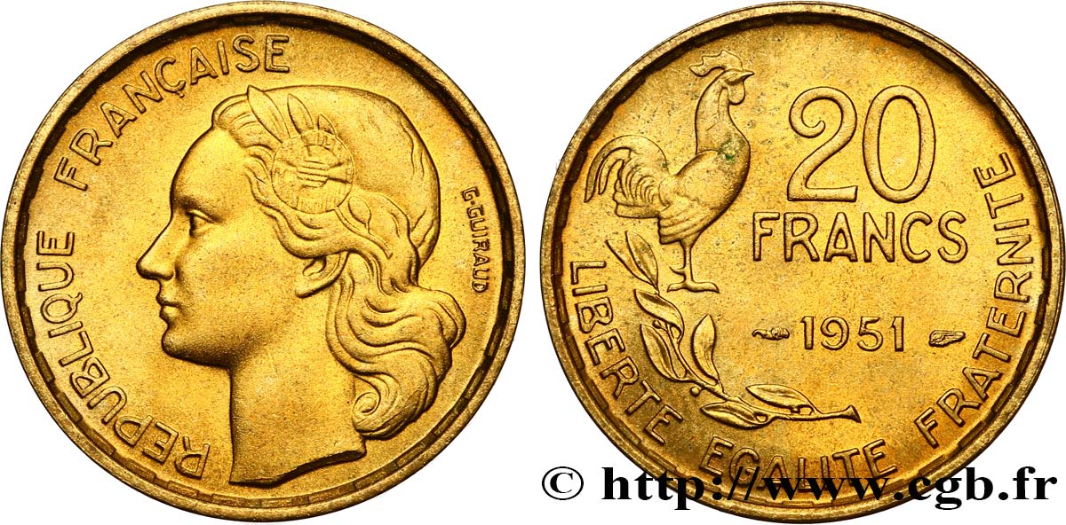 20 francs G. Guiraud 1951  F.402/7 SPL62 