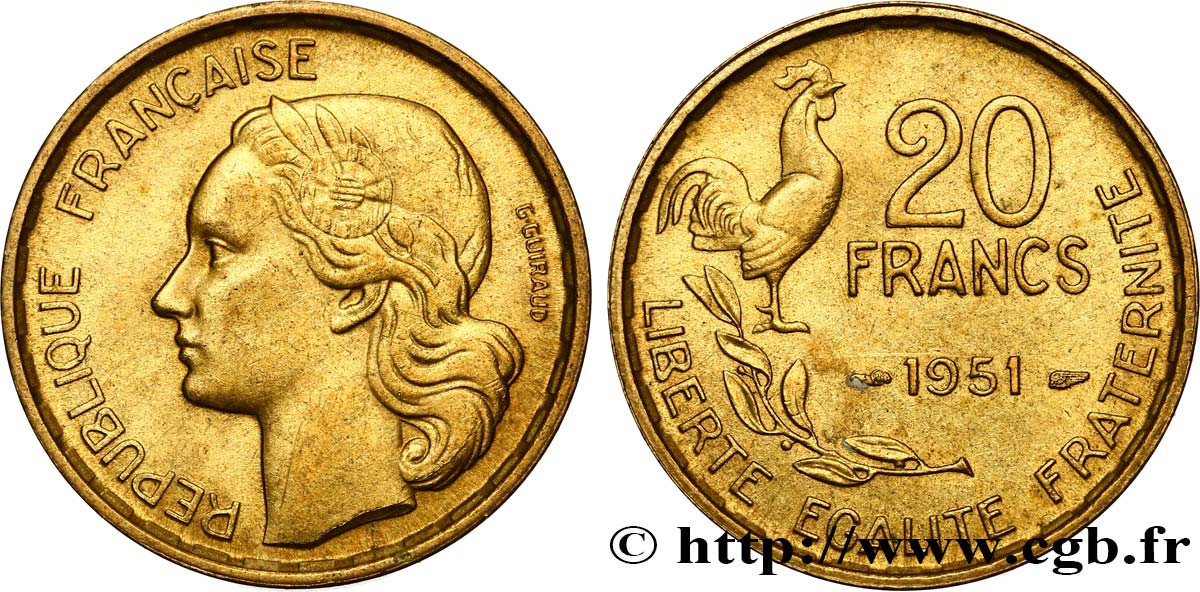 20 francs G. Guiraud 1951  F.402/7 EBC 