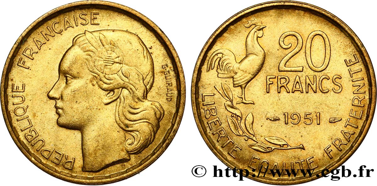 20 francs G. Guiraud 1951  F.402/7 SUP60 