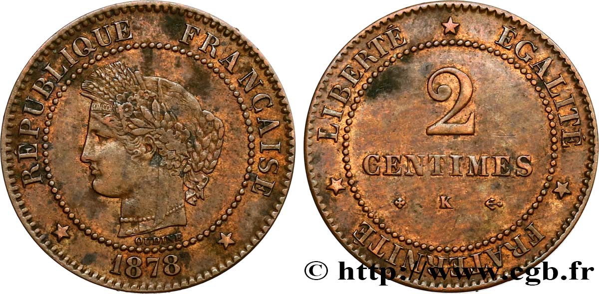 2 centimes Cérès 1878 Bordeaux F.109/4 TTB45 