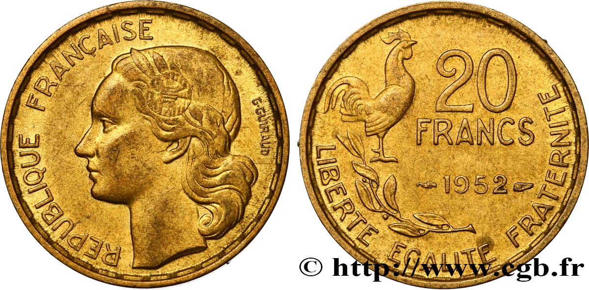 20 francs G. Guiraud 1952  F.402/9 EBC55 