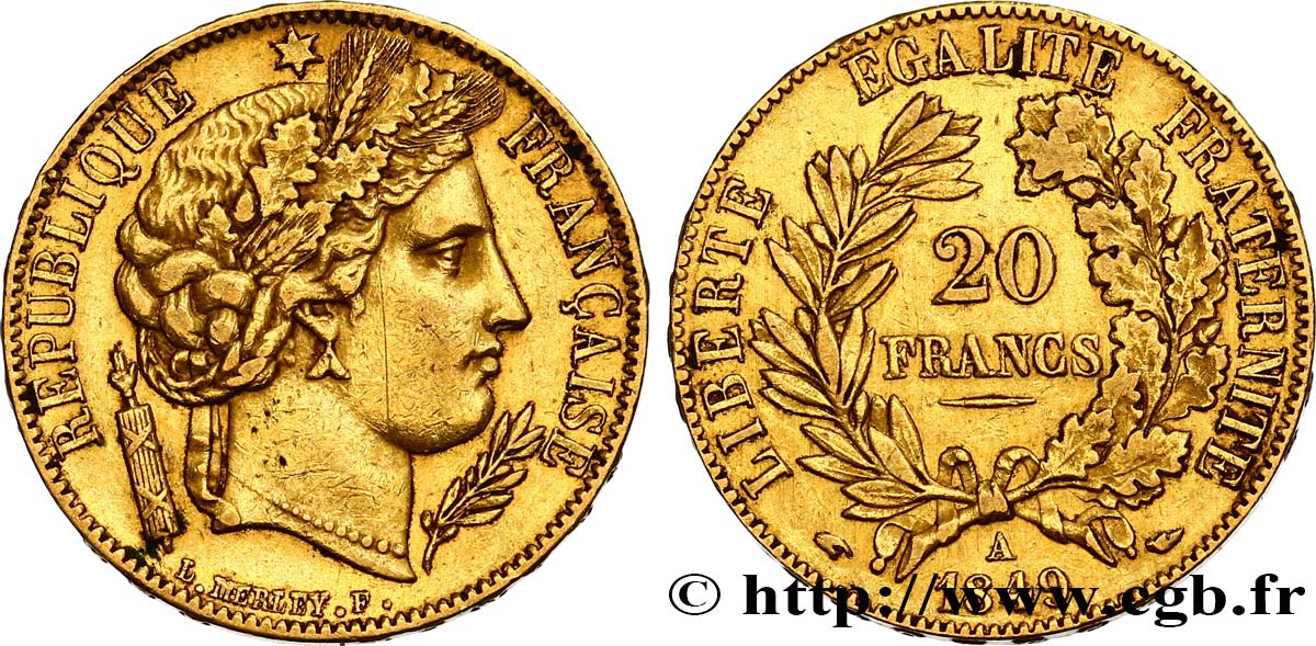 20 francs or Cérès 1849 Paris F.529/1 TTB45 