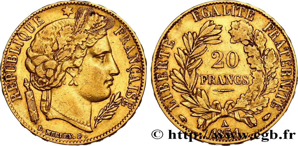 20 francs or Cérès 1851 Paris F.529/4 BB45 