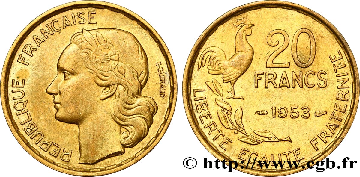 20 francs G. Guiraud 1953  F.402/11 AU52 