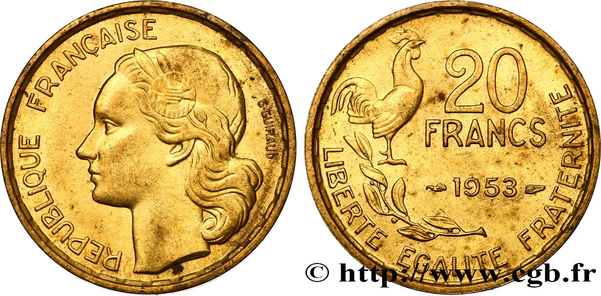 20 francs G. Guiraud 1953  F.402/11 EBC55 