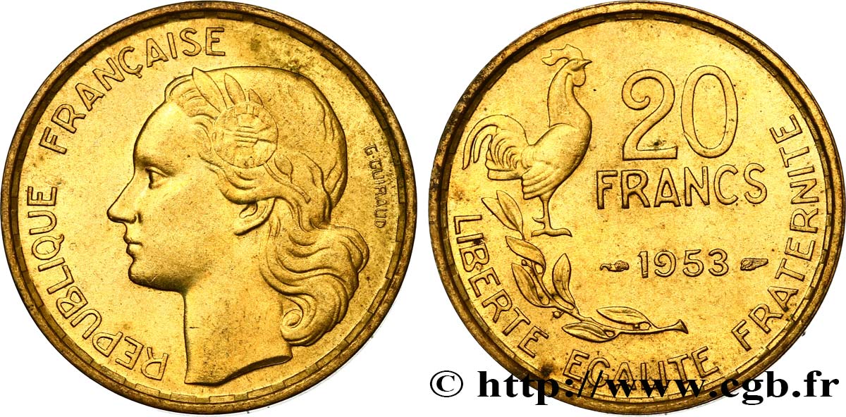 20 francs G. Guiraud 1953  F.402/11 EBC55 