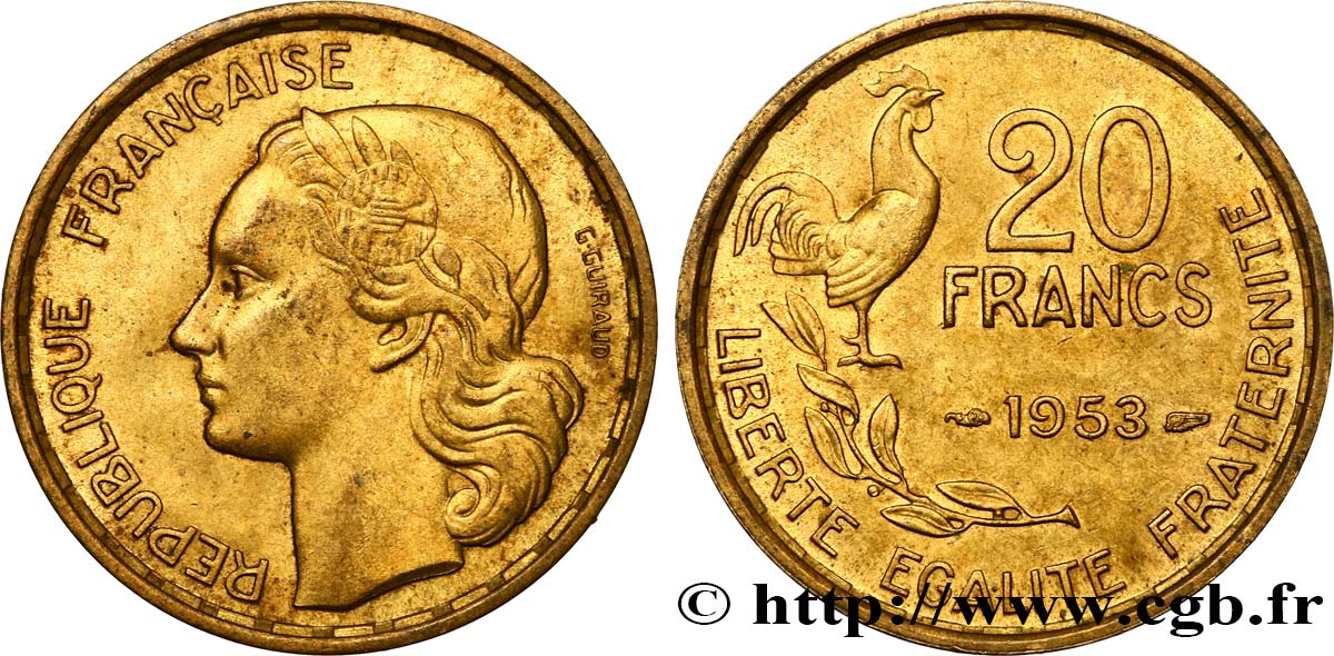 20 francs G. Guiraud 1953  F.402/11 SUP58 