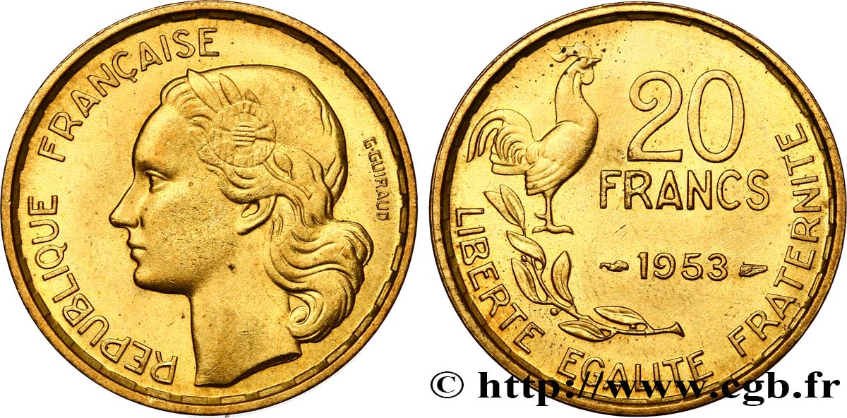 20 francs G. Guiraud 1953  F.402/11 EBC60 