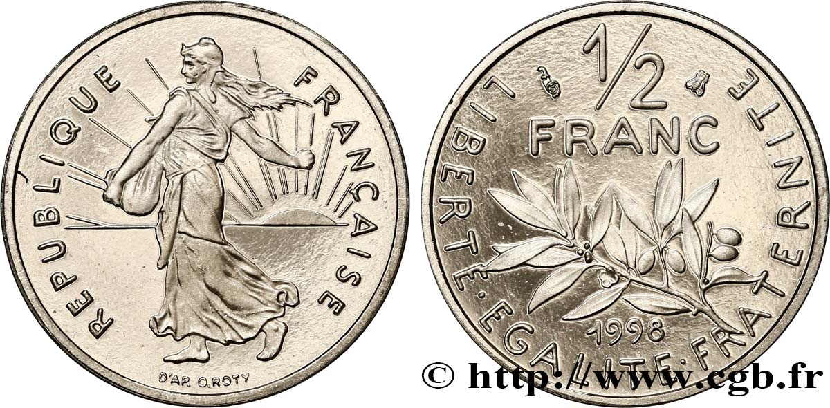 1/2 franc Semeuse, BE (Belle Épreuve) 1998 Pessac F.198/41 var. MS 