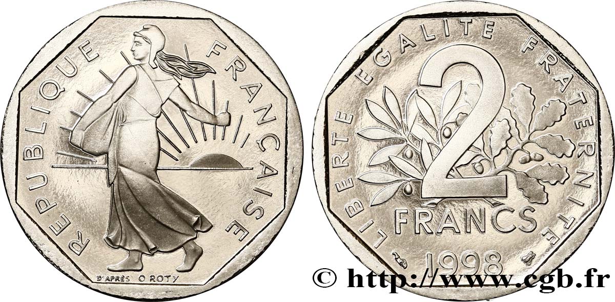 2 francs Semeuse, nickel, BE (Belle Épreuve) 1998 Pessac F.272/26 FDC 