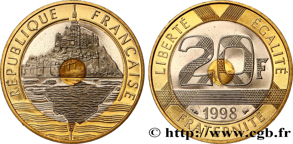 20 francs Mont Saint-Michel, BE (Belle Épreuve) 1998 Pessac F.403/14 var. FDC 