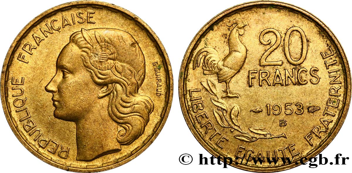 20 francs G. Guiraud 1953 Beaumont-Le-Roger F.402/12 AU52 