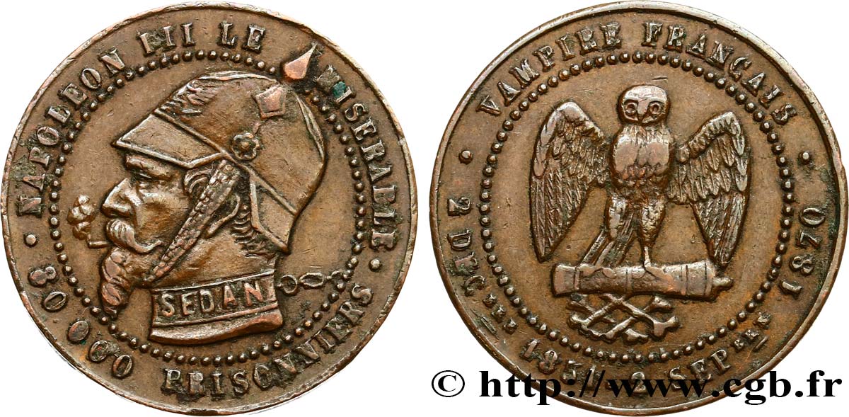 Monnaie satirique Br 25, module de Cinq centimes 1870 s.l. Coll.44  BB 