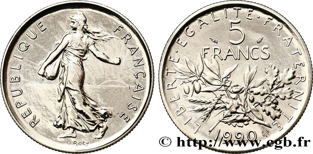 5 francs Semeuse, nickel 1990 Pessac F.341/22 FDC 