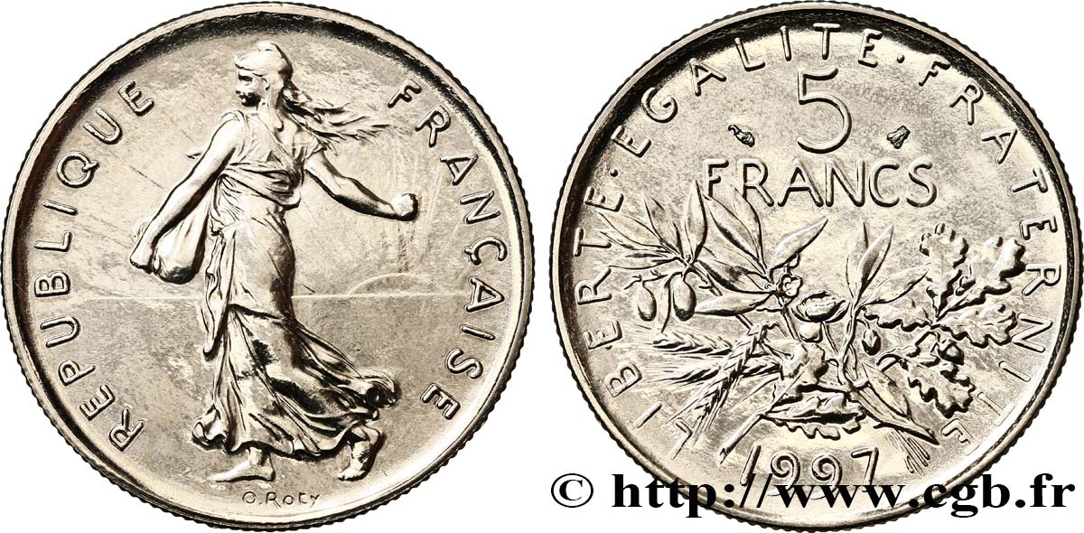 5 francs Semeuse, nickel, BU (Brillant Universel) 1997 Pessac F.341/33 ST 