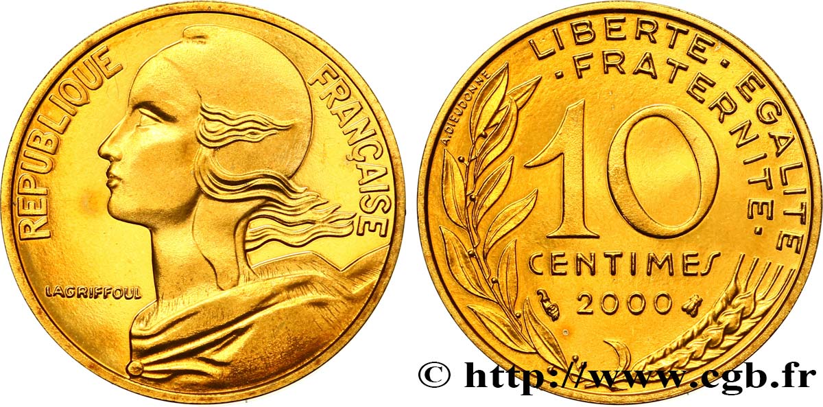 10 centimes Marianne, BE (Belle Épreuve) 2000 Pessac F.144/44 MS 