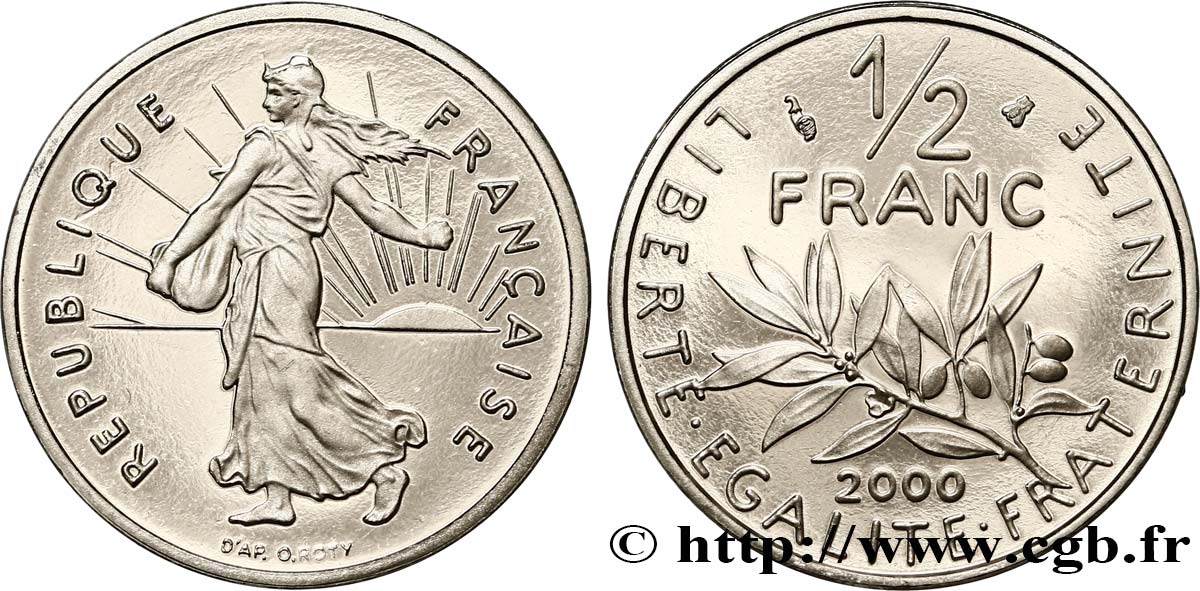 1/2 franc Semeuse, BE (Belle Épreuve) 2000 Pessac F.198/43 var. MS 