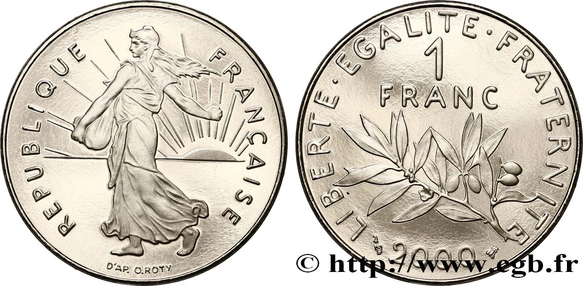 1 franc Semeuse, nickel, BE (Belle Épreuve) 2000 Pessac F.226/48 var. FDC 