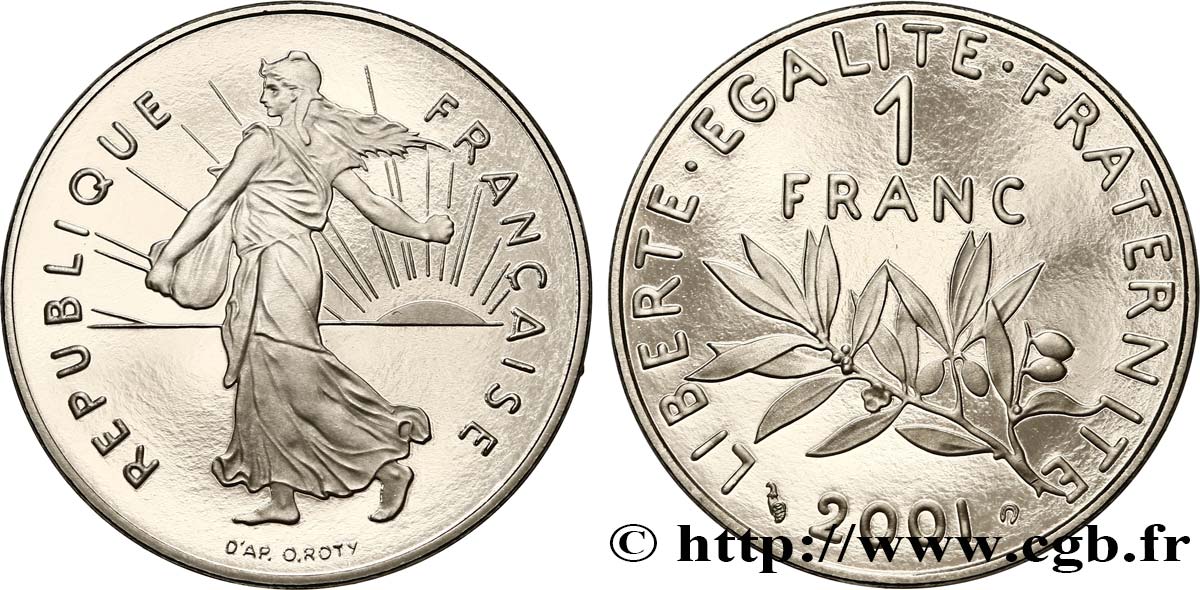 1 franc Semeuse, nickel, BE (Belle Épreuve) 2001 Pessac F.226/49 var. MS 