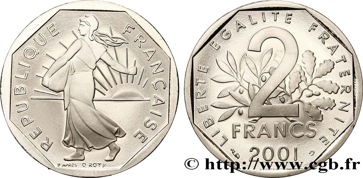 2 francs Semeuse, nickel, BE (Belle Épreuve) 2001 Pessac F.272/29 var. FDC 