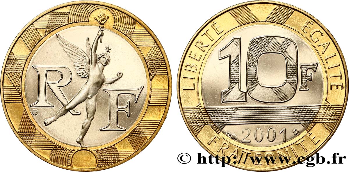 10 francs Génie de la Bastille, BE (Belle Épreuve) 2001 Pessac F.375/18 var. FDC 