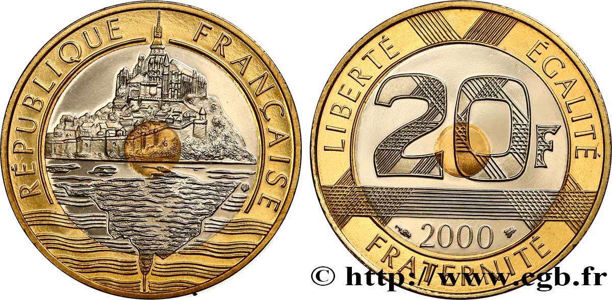 20 francs Mont Saint-Michel, BE (Belle Épreuve) 2000 Pessac F.403/16 var. MS 