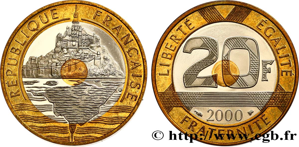 20 francs Mont Saint-Michel, BE (Belle Épreuve) 2000 Pessac F.403/16 var. ST 