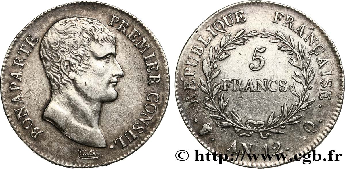 5 francs Bonaparte Premier Consul 1804 Perpignan F.301/23 TTB+ 