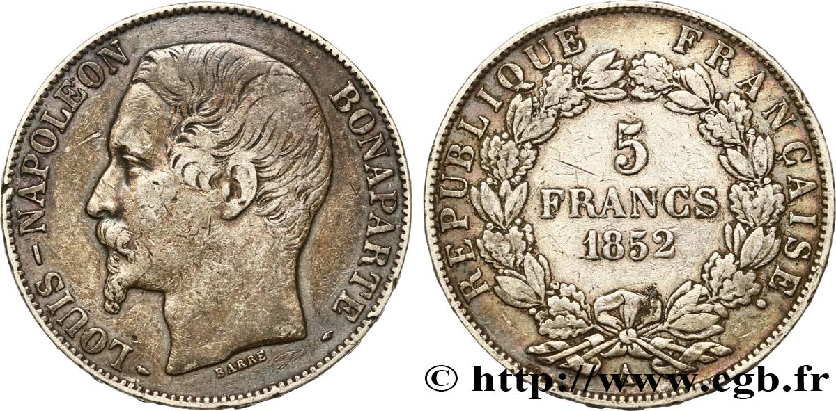 5 francs Louis-Napoléon, 2ème type 1852 Paris F.329/2 MB25 