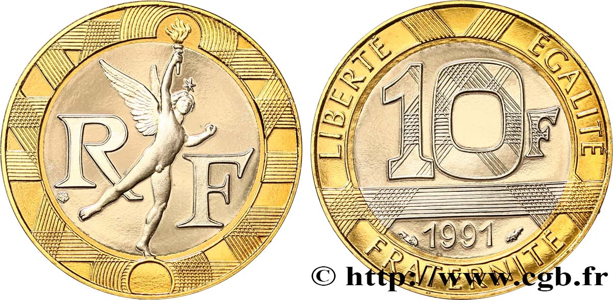 10 francs Génie de la Bastille, BE (Belle Épreuve) 1991 Pessac F.375/6 var. MS 