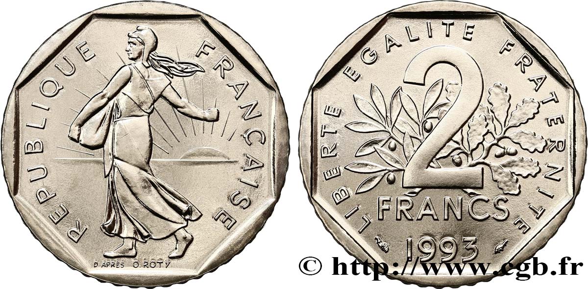 2 francs Semeuse, nickel, BU (Brillant Universel), frappe médaille 1993 Pessac F.272/20 ST 